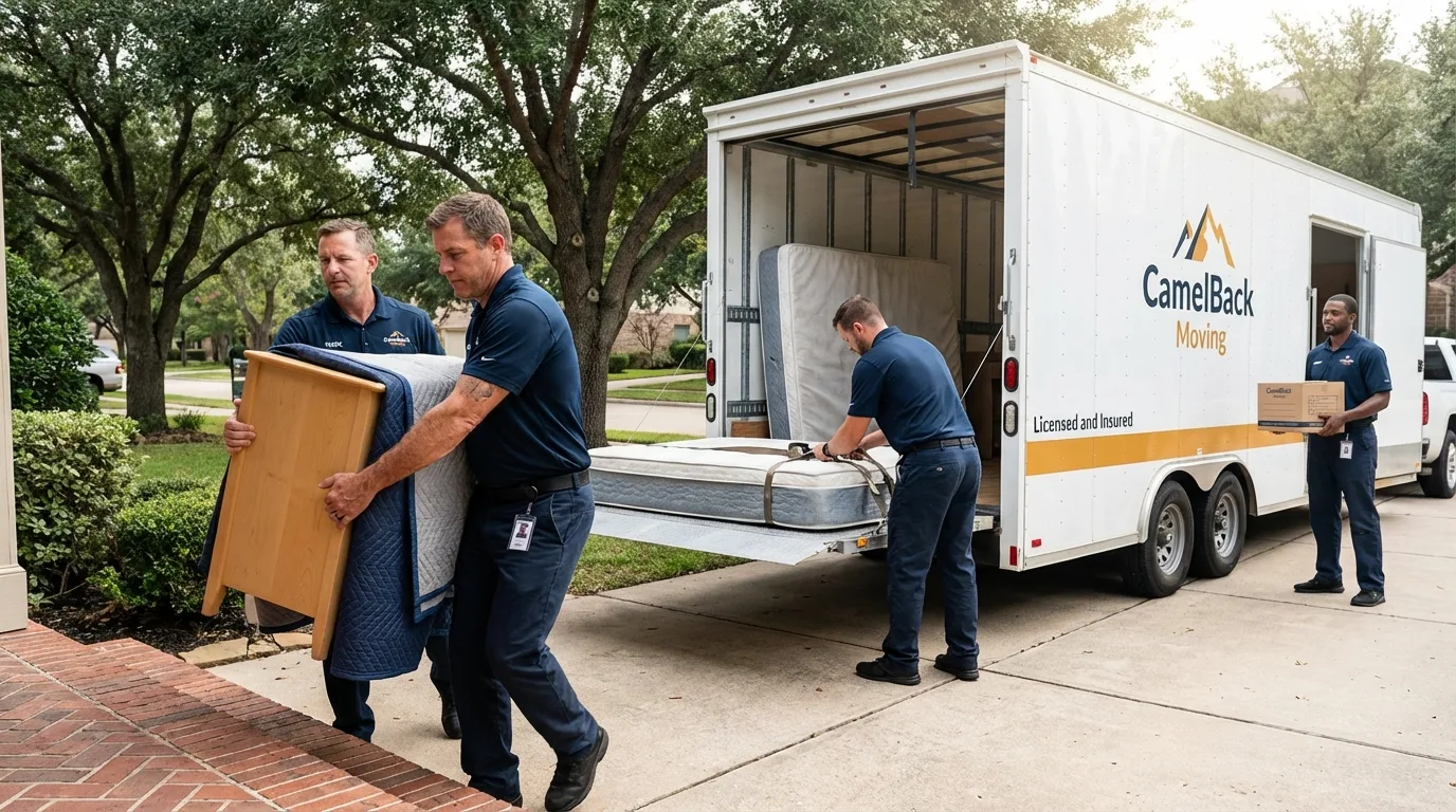 Crew loading residential truck for cross-state move from Shinnston, WV