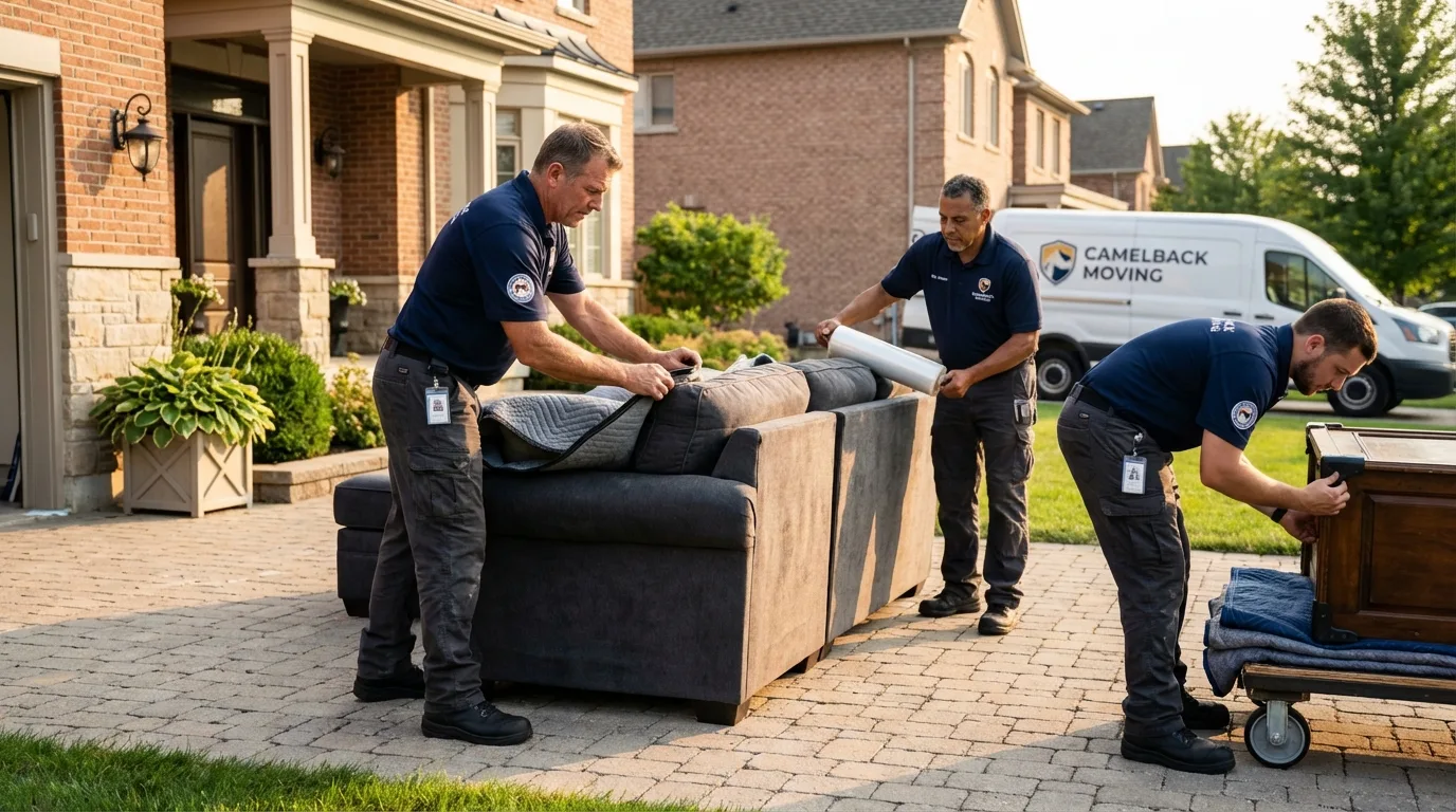 Large estate moving crew wrapping furniture in Shinnston, WV