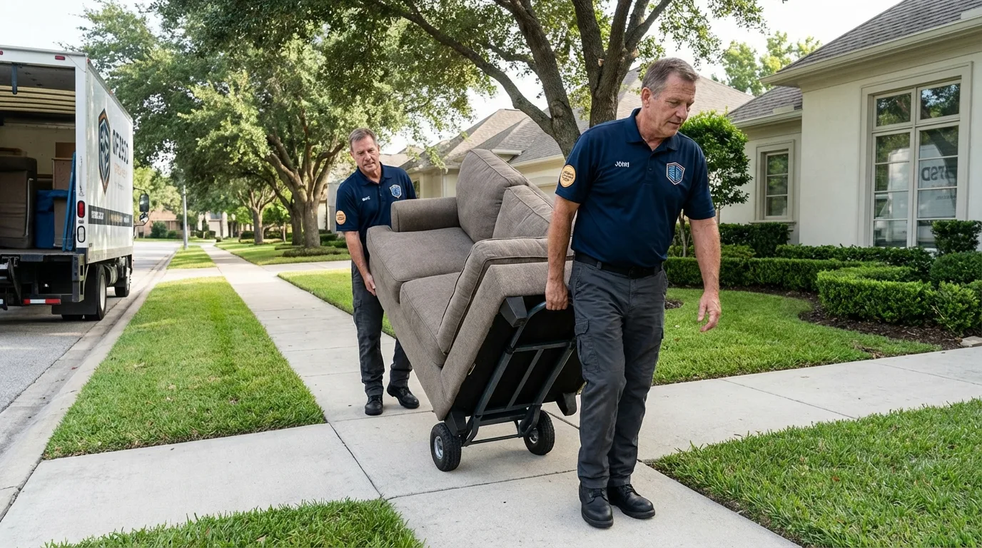 Local residential moving crew loading furniture in Shinnston, WV